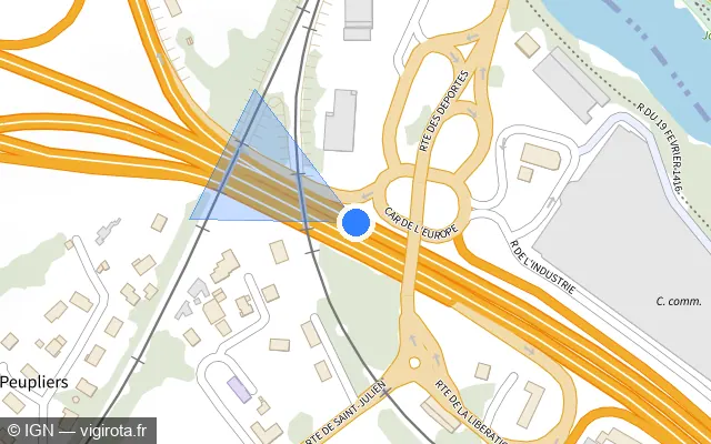 Vue plan de l'emplacement du radar discriminant à Ambilly