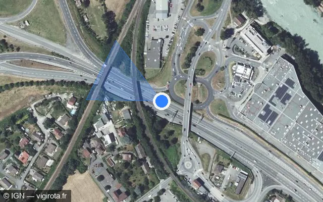 Vue satellite de l'emplacement du radar discriminant à Ambilly