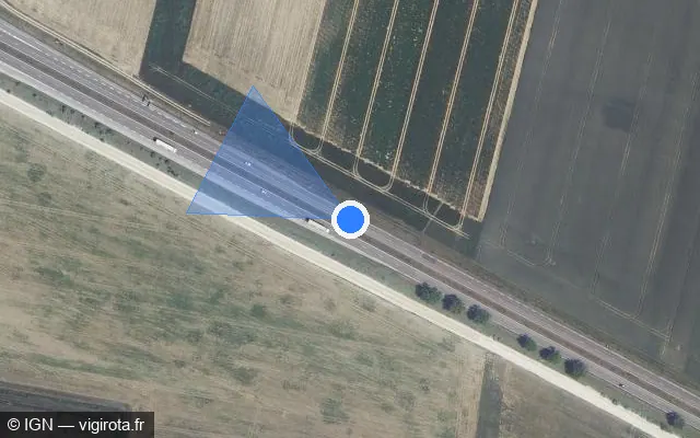 Vue satellite de l'emplacement du radar discriminant à Orconte