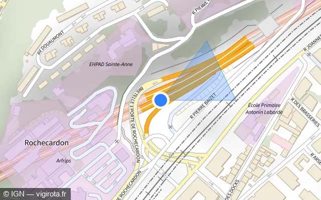 Vue plan de l'emplacement du radar discriminant à Champagne-au-Mont-d'Or