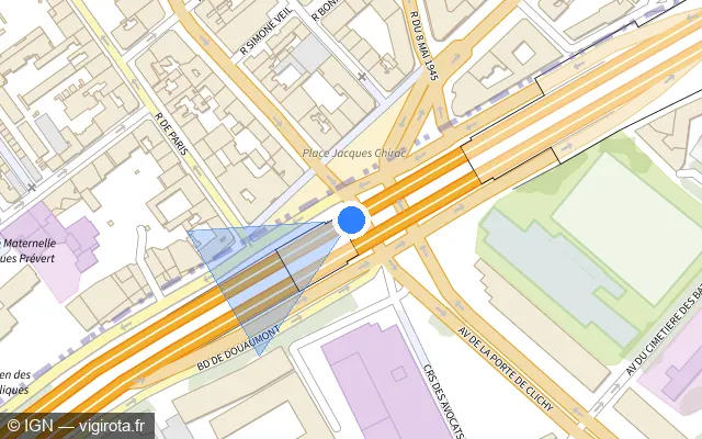 Vue plan de l'emplacement du radar fixe à Clichy