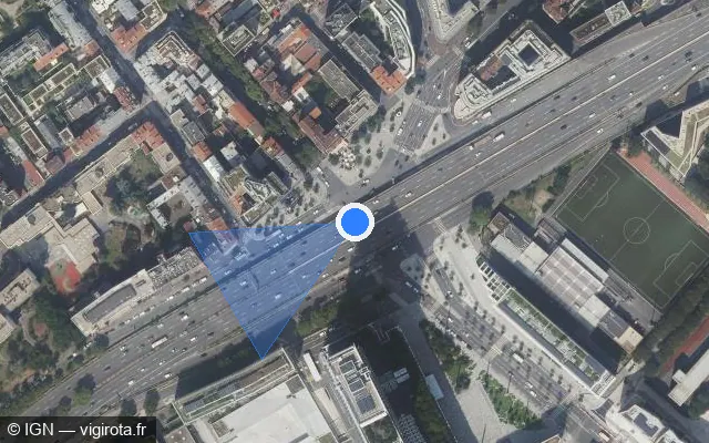 Vue satellite de l'emplacement du radar fixe à Clichy