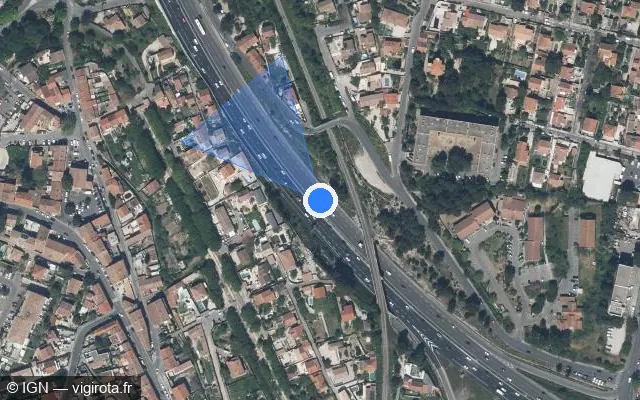 Vue satellite de l'emplacement du radar fixe à Septèmes-les-Vallons