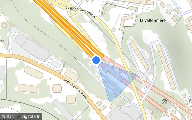 Vue plan de l'emplacement du radar fixe à Lyon