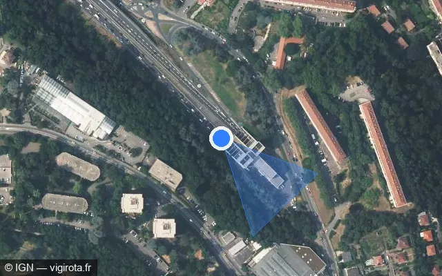 Vue satellite de l'emplacement du radar fixe à Lyon