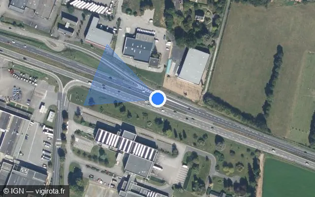 Vue satellite de l'emplacement du radar fixe à Brécé