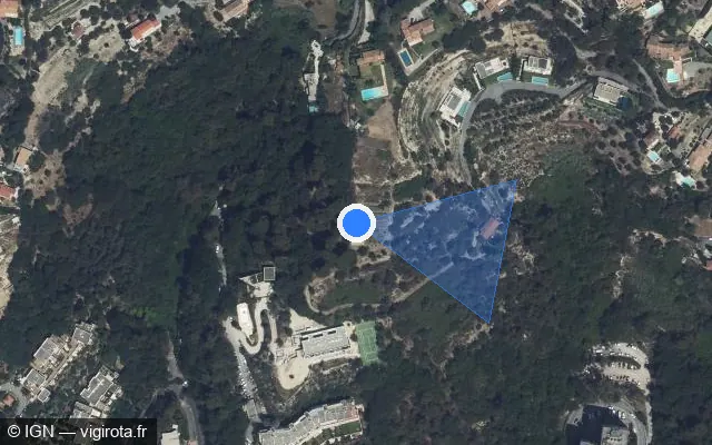 Vue satellite de l'emplacement du radar fixe à Falicon