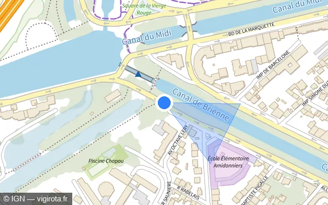Vue plan de l'emplacement du radar fixe à Toulouse
