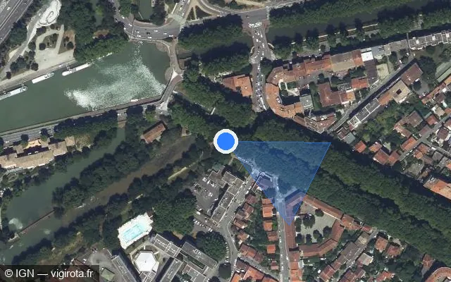 Vue satellite de l'emplacement du radar fixe à Toulouse