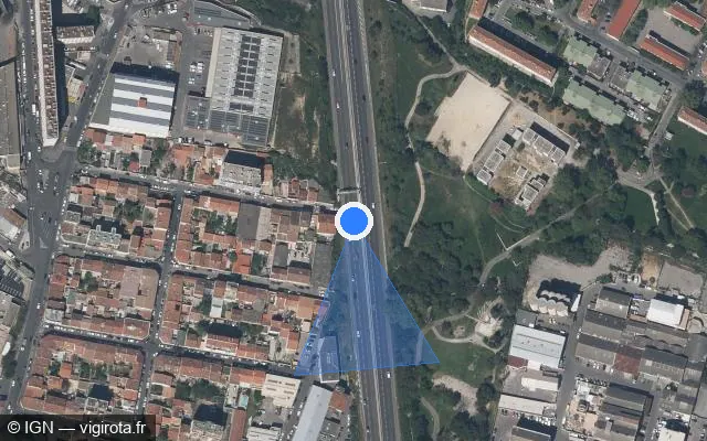 Vue satellite de l'emplacement du radar fixe à Marseille
