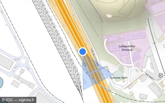 Vue plan de l'emplacement du radar fixe à Septèmes-les-Vallons