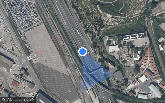 Vue satellite de l'emplacement du radar fixe à Septèmes-les-Vallons