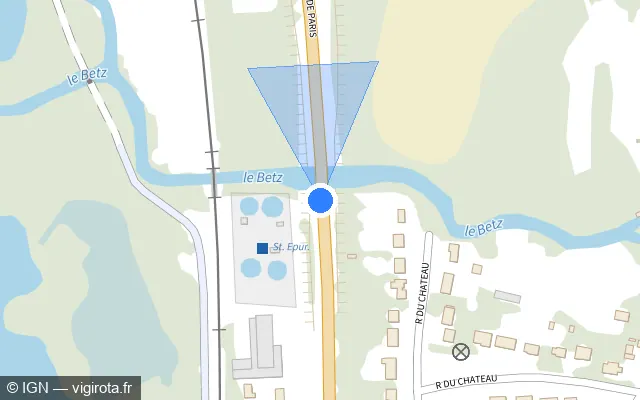 Vue plan de l'emplacement du radar fixe à Dordives