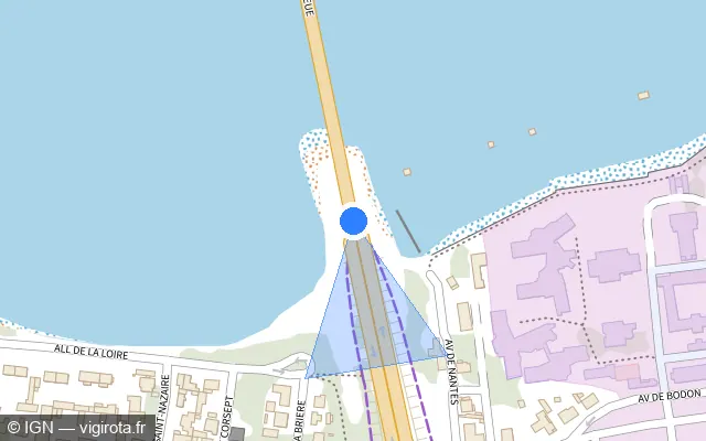 Vue plan de l'emplacement du radar de vitesse moyenne à Saint-Brevin-les-Pins