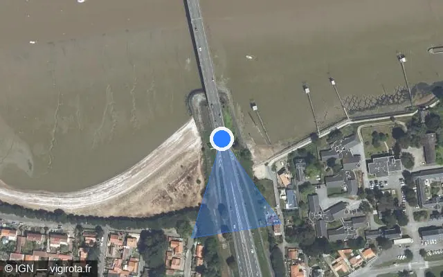 Vue satellite de l'emplacement du radar de vitesse moyenne à Saint-Brevin-les-Pins