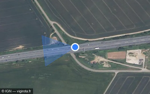 Vue satellite de l'emplacement du radar de vitesse moyenne à Sainte-Néomaye