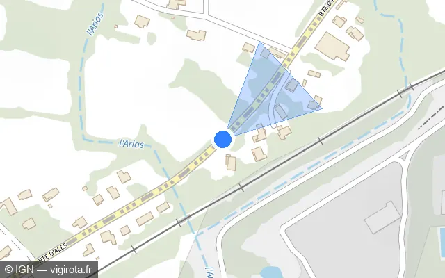 Vue plan de l'emplacement du radar de vitesse moyenne à Salindres