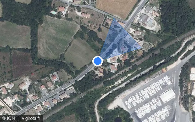 Vue satellite de l'emplacement du radar de vitesse moyenne à Salindres