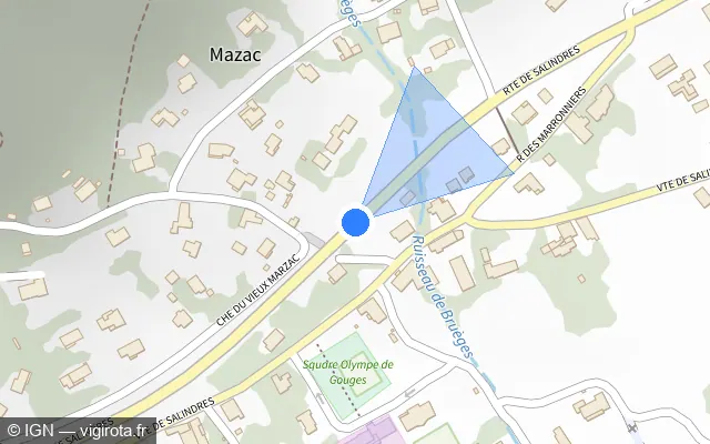 Vue plan de l'emplacement du radar de vitesse moyenne à Saint-Privat-des-Vieux