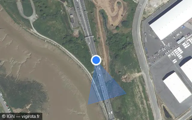 Vue satellite de l'emplacement du radar de vitesse moyenne à Trignac