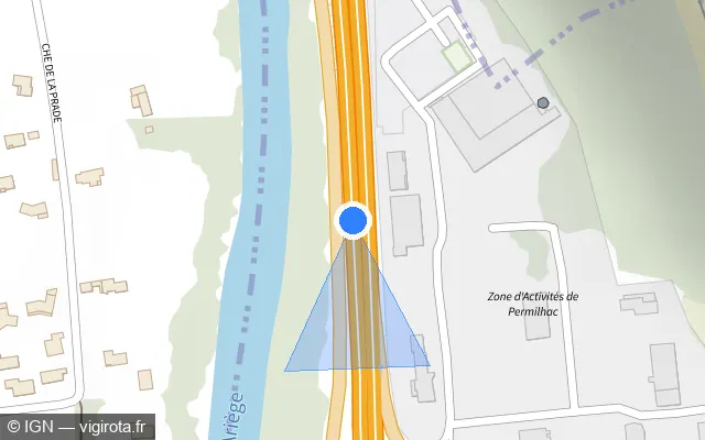 Vue plan de l'emplacement du radar de vitesse moyenne à Loubières