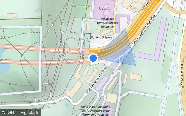 Vue plan de l'emplacement du radar de vitesse moyenne à Saint-Cloud