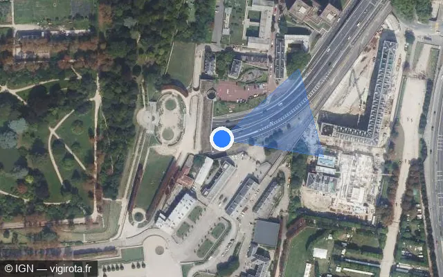 Vue satellite de l'emplacement du radar de vitesse moyenne à Saint-Cloud