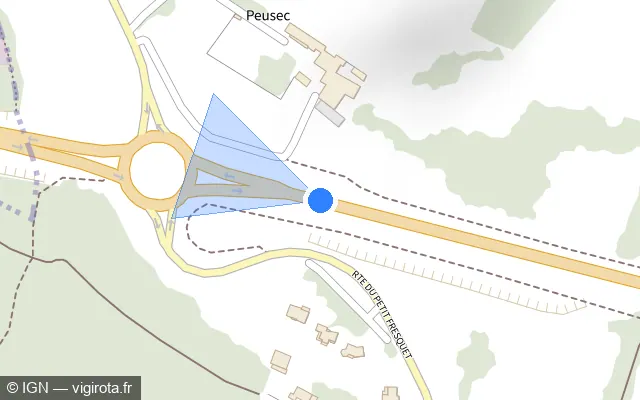 Vue plan de l'emplacement du radar de vitesse moyenne à Puymoyen