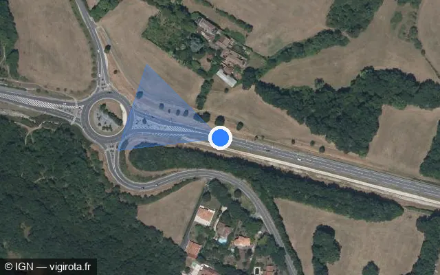 Vue satellite de l'emplacement du radar de vitesse moyenne à Puymoyen
