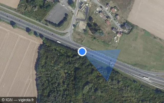 Vue satellite de l'emplacement du radar de vitesse moyenne à Puiseux-Pontoise