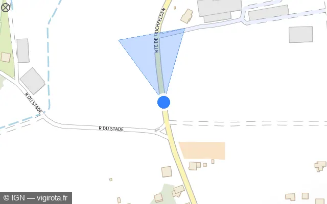 Vue plan de l'emplacement du radar de vitesse moyenne à Hochfelden