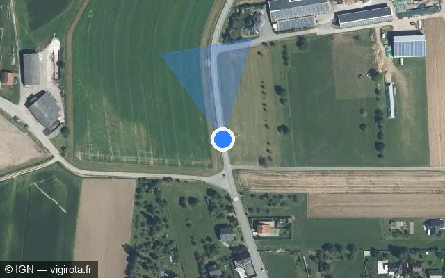 Vue satellite de l'emplacement du radar de vitesse moyenne à Hochfelden