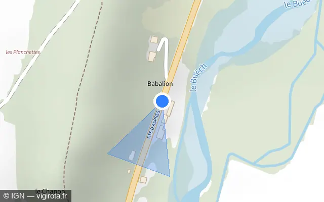 Vue plan de l'emplacement du radar de vitesse moyenne à Aspremont