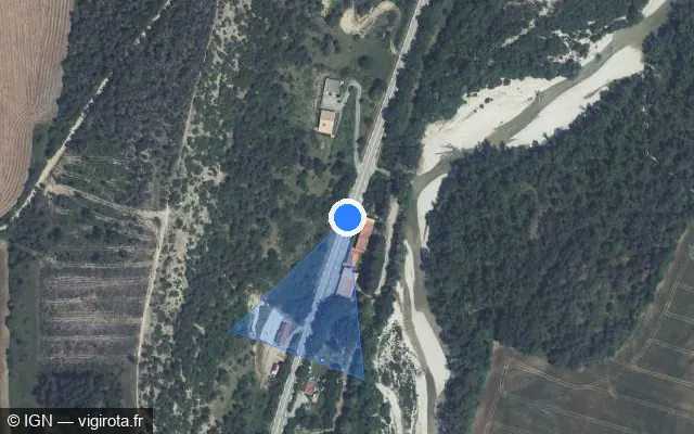Vue satellite de l'emplacement du radar de vitesse moyenne à Aspremont