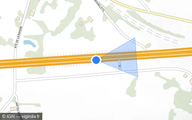 Vue plan de l'emplacement du radar de vitesse moyenne à Saint-Laurent