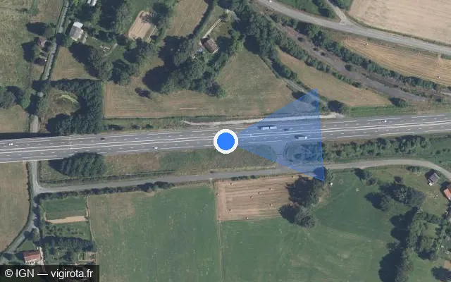Vue satellite de l'emplacement du radar de vitesse moyenne à Saint-Laurent