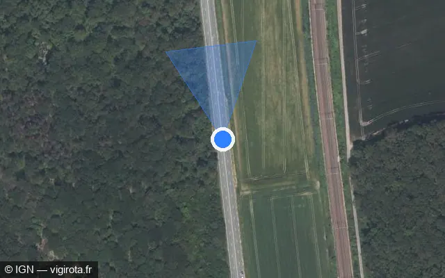 Vue satellite de l'emplacement du radar de vitesse moyenne à Chevilly