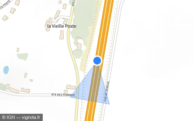 Vue plan de l'emplacement du radar de vitesse moyenne à Magny-Cours