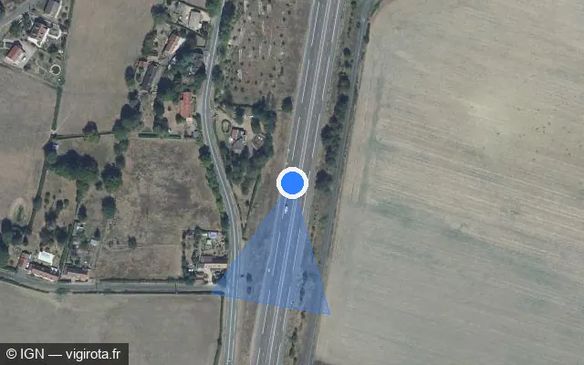 Vue satellite de l'emplacement du radar de vitesse moyenne à Magny-Cours