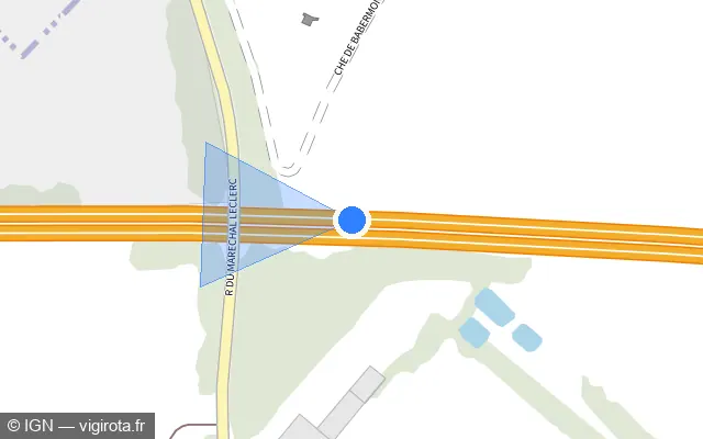 Vue plan de l'emplacement du radar de vitesse moyenne à Anstaing