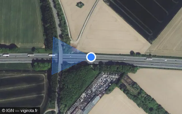 Vue satellite de l'emplacement du radar de vitesse moyenne à Anstaing