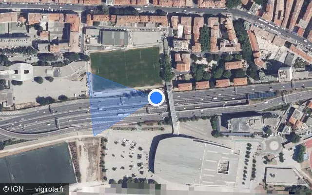 Vue satellite de l'emplacement du radar de vitesse moyenne à Toulon