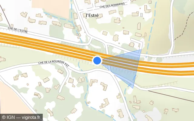 Vue plan de l'emplacement du radar de vitesse moyenne à Vidauban