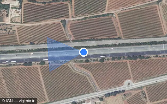 Vue satellite de l'emplacement du radar de vitesse moyenne à Le Cannet-des-Maures