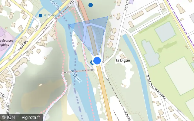 Vue plan de l'emplacement du radar de vitesse moyenne à Le Pont-de-Claix