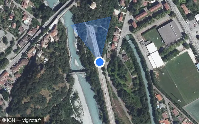 Vue satellite de l'emplacement du radar de vitesse moyenne à Le Pont-de-Claix