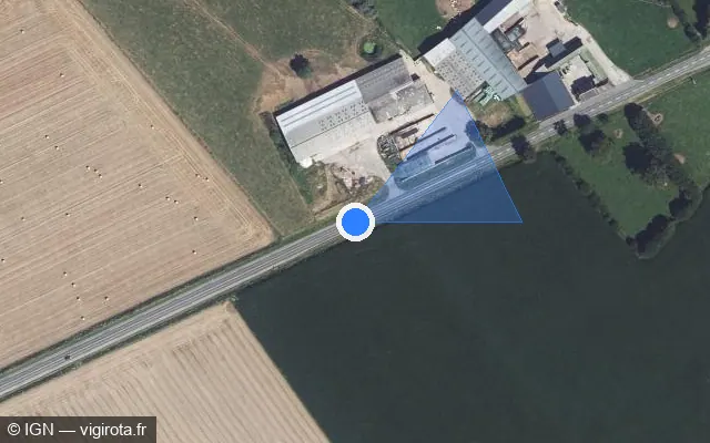 Vue satellite de l'emplacement du radar de vitesse moyenne à Grincourt-lès-Pas