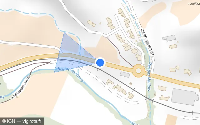 Vue plan de l'emplacement du radar de vitesse moyenne à Maury