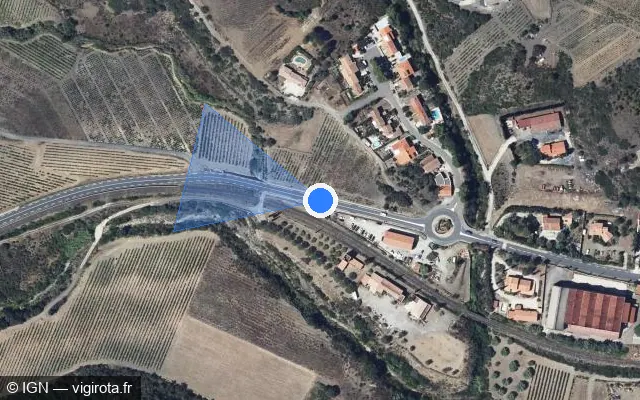 Vue satellite de l'emplacement du radar de vitesse moyenne à Maury