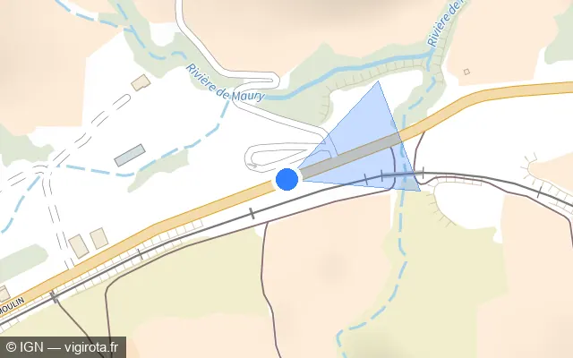 Vue plan de l'emplacement du radar de vitesse moyenne à Saint-Paul-de-Fenouillet